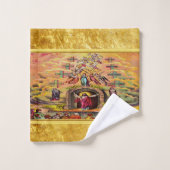 天国の金ゴールド箔の質感とイエスの門 バスタオルセット (ウォッシュタオル)