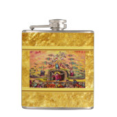 天国の金ゴールド箔の質感とイエスの門 フラスク (正面)