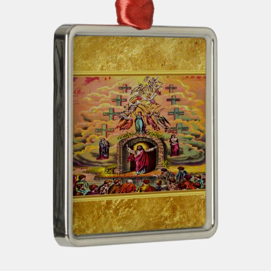 天国の金ゴールド箔の質感とイエスの門 メタルオーナメント (右)