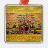 天国の金ゴールド箔の質感とイエスの門 メタルオーナメント (正面)