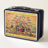 天国の金ゴールド箔の質感とイエスの門 メタルランチボックス (裏面)