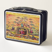 天国の金ゴールド箔の質感とイエスの門 メタルランチボックス (正面)