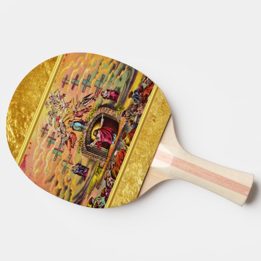 天国の金ゴールド箔の質感とイエスの門 卓球ラケット (横)