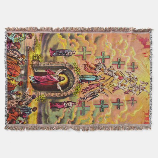 天国の門イエスは天使たちに受け入れられた スローブランケット (正面)