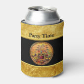 天国の門金ゴールド箔と黒いテクスチャのイエス 缶クーラー (缶正面)