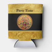 天国の門金ゴールド箔と黒いテクスチャのイエス 缶クーラー (正面)