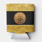 天国の門金ゴールド箔と黒いテクスチャのイエス 缶クーラー (裏面)