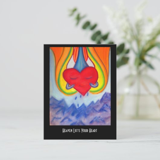 天国はあなたのハートはがきを持ち上げる ポストカード (スタンド正面)