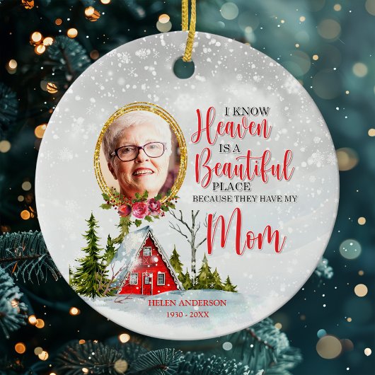 天国は美しい場所ママ写真記念 セラミックオーナメント