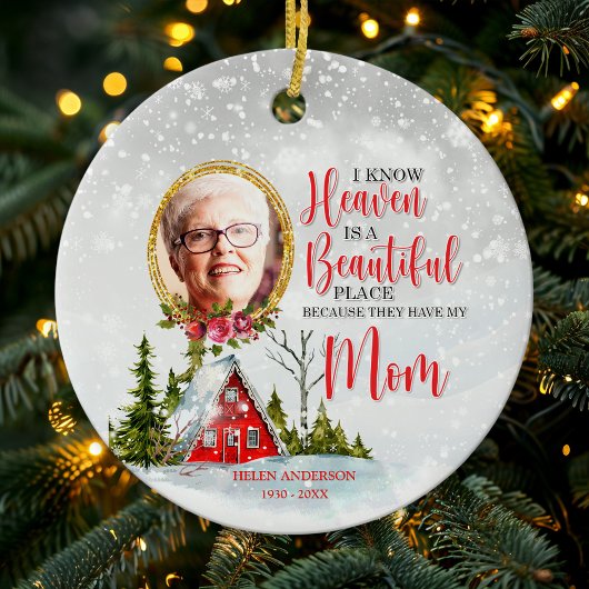 天国は美しい場所ママ写真記念 セラミックオーナメント