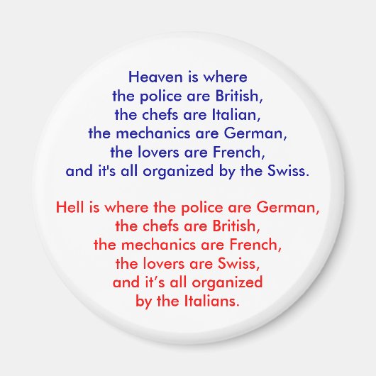 天国は警察がイギリス人で… マグネット (正面)