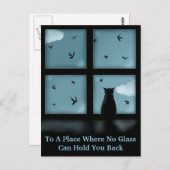 天国を窓を見ている黒猫 ポストカード (正面/裏面)