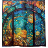 天国ステンドグラスのアートワークのシャワーカーテン シャワーカーテン (正面)