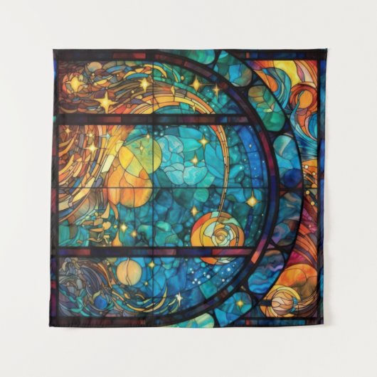 天国ステンドグラスのアートワークのタペストリー タペストリー (正面(横))