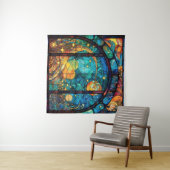 天国ステンドグラスのアートワークのタペストリー タペストリー (インサイチュ(横))