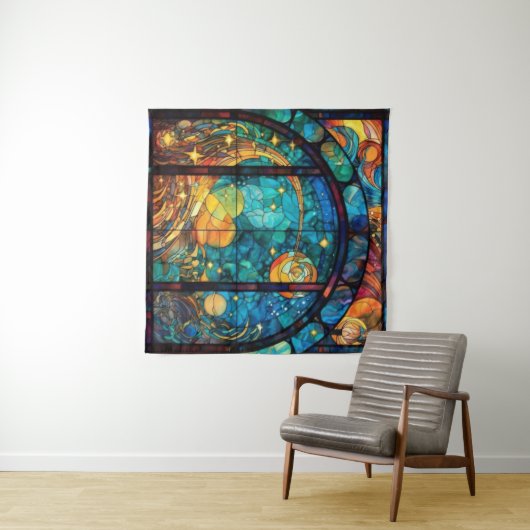 天国ステンドグラスのアートワークのタペストリー タペストリー (インサイチュ(横))