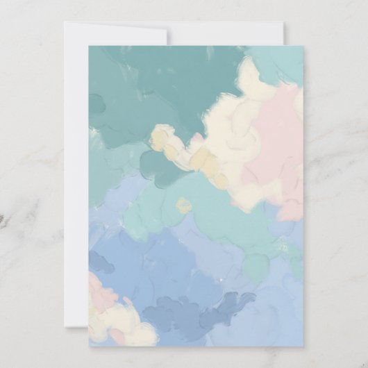 天国セージエンジェルウィングズパステルベビーシャワー 招待状 (裏面)