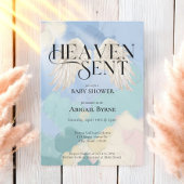 天国セージエンジェルウィングズパステルベビーシャワー 招待状