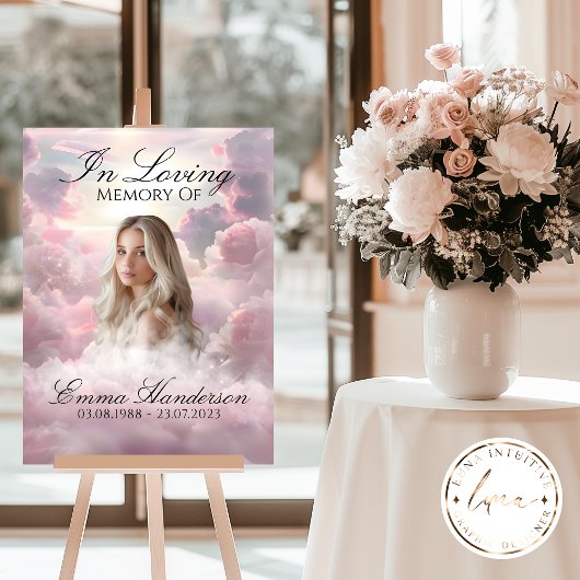 天国ピンク雲のメモリアルのサイン ポスター