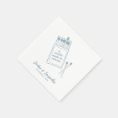 天国ブルーのマッチパーソナライズされた結婚ス スタンダードカクテルナプキン (角)