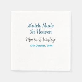 天国ブルーの黒いカップル名の日付で行われた一致 スタンダードカクテルナプキン