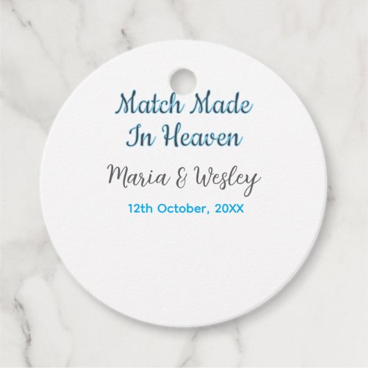 天国ブルーの黒いカップル名の日付で行われた一致 フェイバータグ (正面)