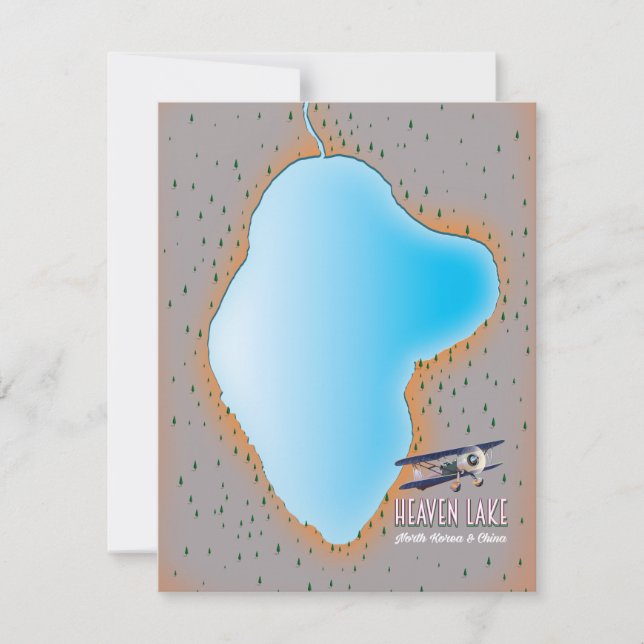 天国レイク北朝鮮と中国の地図 (正面)