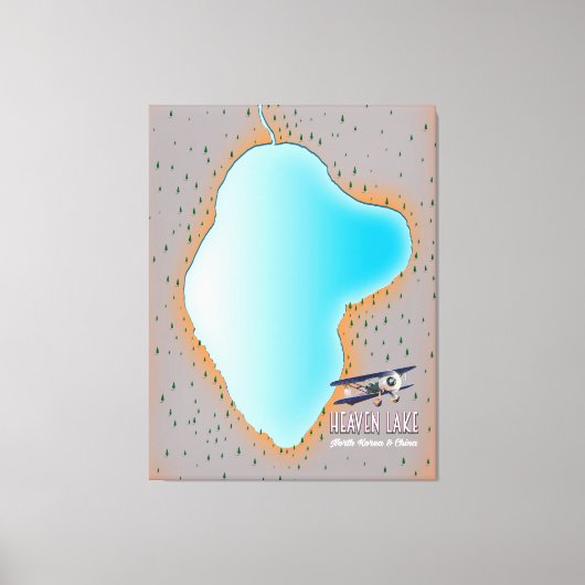 天国レイク北朝鮮と中国の地図 キャンバスプリント (正面)