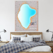 天国レイク北朝鮮と中国の地図 キャンバスプリント (インサイチュ (寝室))