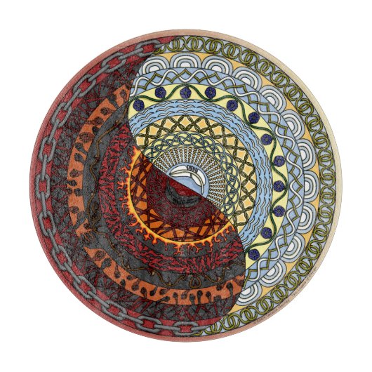 天国及び地獄ガラス切断板 カッティングボード (正面)