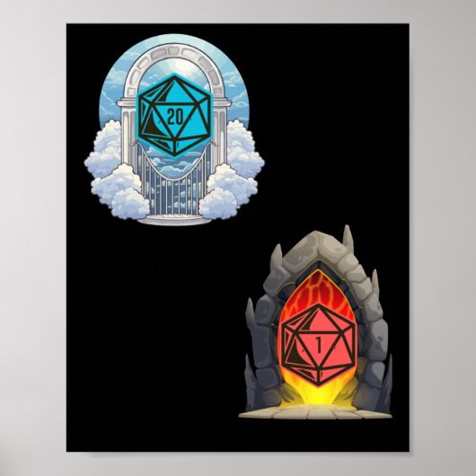 天国地獄D20占い不吉ステッカー ポスター (正面)
