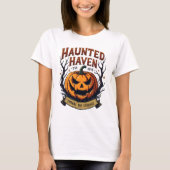 天国幽霊のよく出るハロウィーン引用文 Tシャツ (正面)
