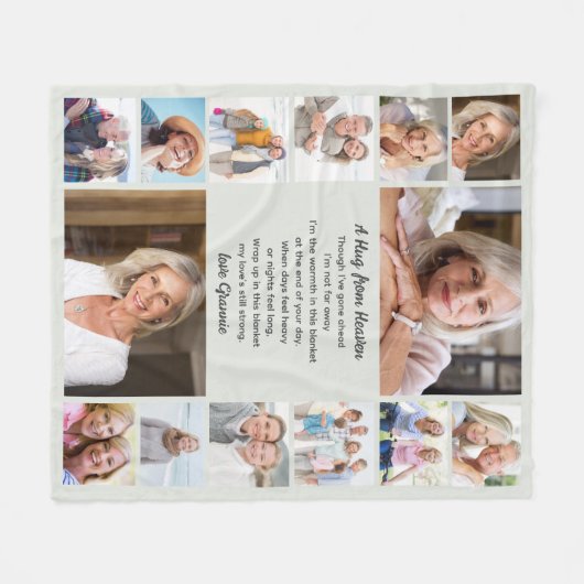 天国詩からハグ数々のフォトコラージュ記念 フリースブランケット (正面(横))