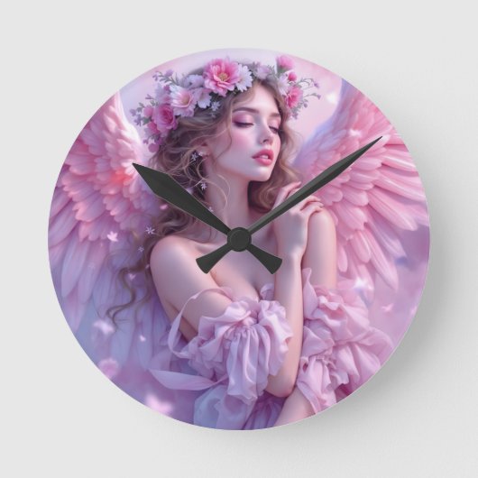 天国赤面：ペタル空の天使 ラウンド壁時計 (正面)
