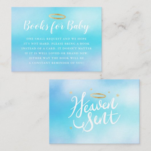天国送信された青い赤ちゃんシャワー書要求 エンクロージャーカード (正面/裏面)