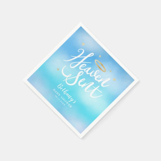 天国送信エレガントブルースカイ赤ちゃんシャワー スタンダードカクテルナプキン (角)
