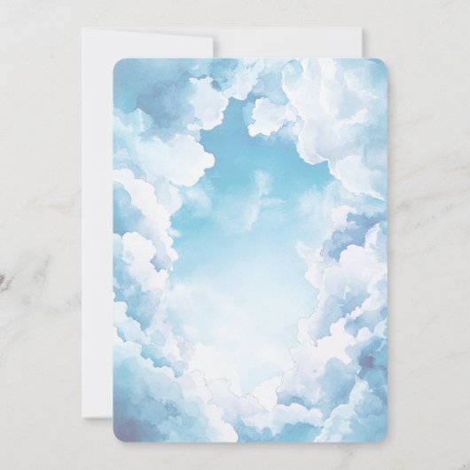 天国送信カスタムアンゲリック雲赤ちゃんシャワー 招待状 (裏面)