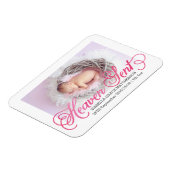 天国送信ピンクの水彩誕生のお知らせ マグネット (左側)