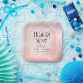 天国送信ピンクの雲金ゴールドアーチ赤ちゃんシャワー ペーパープレート (パーティー)