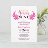 天国送信ピンクエンジェルウィングスベビーシャワー 招待状 (スタンド正面)