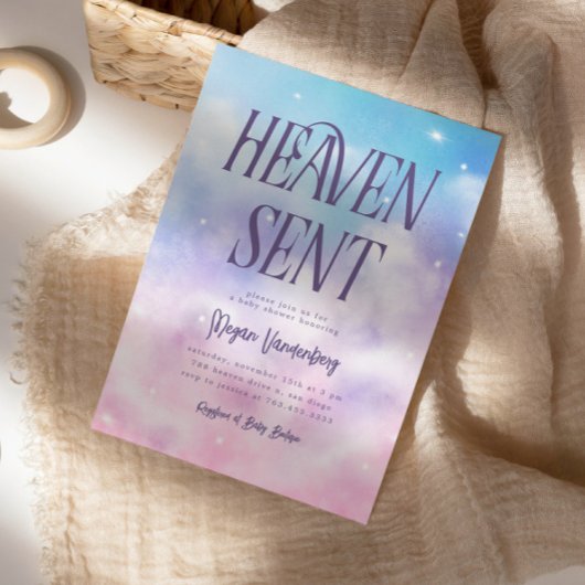 天国送信ピンクスカイベビーシャワー招待状 招待状