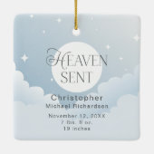 天国送信ブルークラウドベビーの最初のクリスマス セラミックオーナメント (裏面)