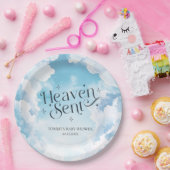 天国送信ブルースカイ雲ベビーシャワーカスタム ペーパープレート (パーティー)