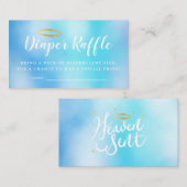 天国送信ブルーベビーシャワーおむつラッフルチケット エンクロージャーカード (正面/裏面)