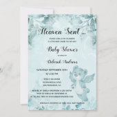 天国送信ベアーエンジェルベビーシャワー招待状 招待状 (正面)