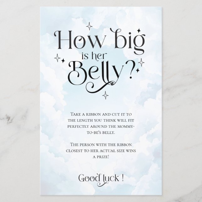 天国送信ベビーシャワーゲームどのように彼女の腹の大きさ (正面)