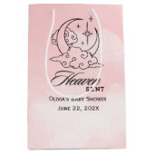 天国送信ベビーシャワーピンクの月の星 ミディアムペーパーバッグ (正面)