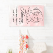 天国送信ベビーシャワーピンクの月の星 横断幕 (インサイチュ)