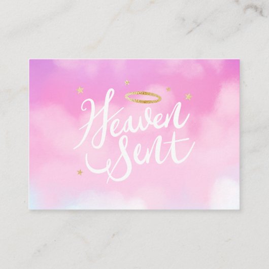 天国送信ベビーシャワーブックリクエストピンク エンクロージャーカード (裏面)