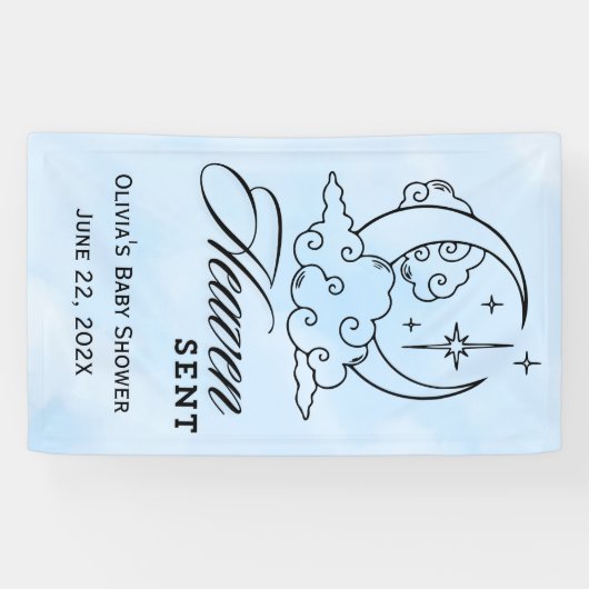 天国送信ベビーシャワーブルームーンスターズ 横断幕 (横)